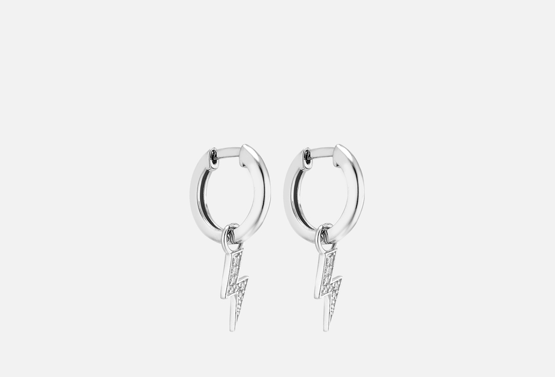 Изображение товара Серьги Молния из серебра 925 пробы с фианитами и родиевым покрытием