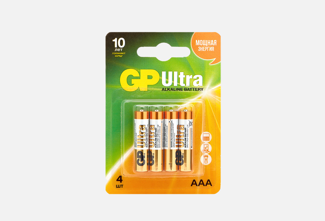 Алкалиновые батарейки GP BATTERIES Ultra Alkaline 24А AАA 4 шт алкалиновые батарейки gp batteries super alkaline 24а ivi ааa 10 шт