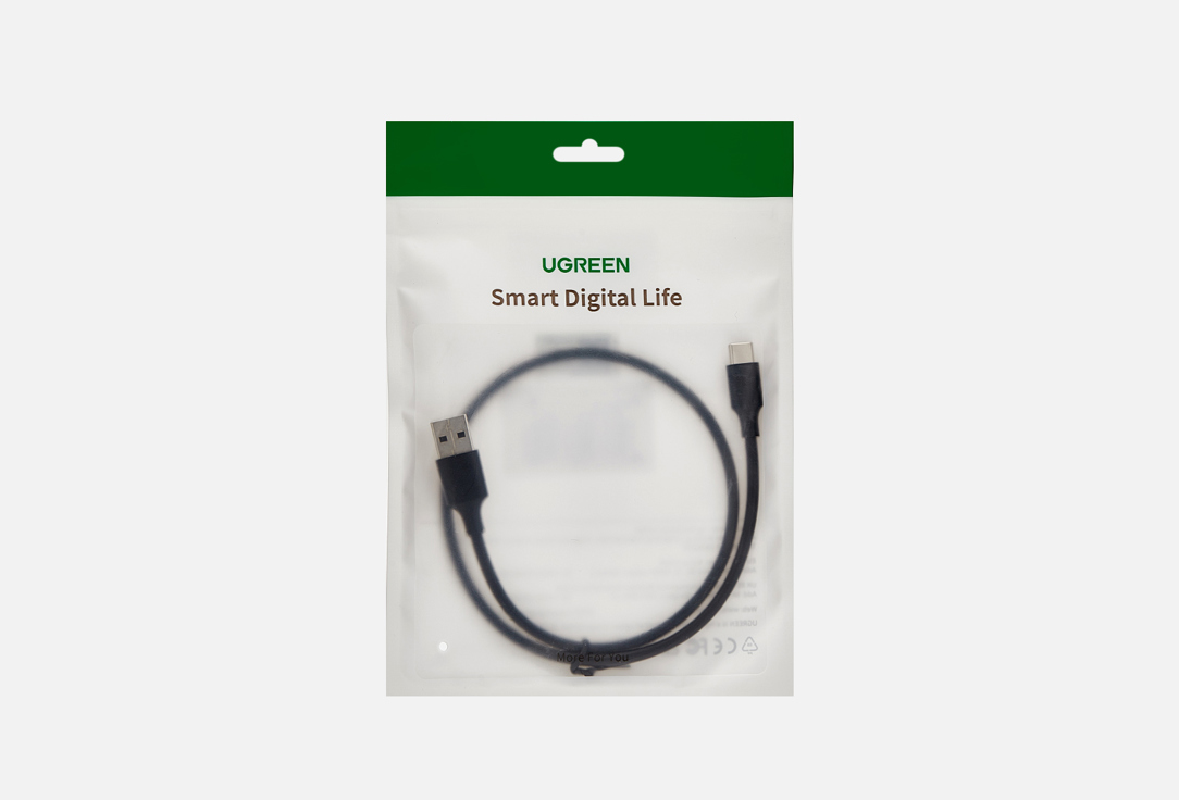 Кабель UGREEN USB A Male - USB C Male черный 1 шт кабель ugreen usb a 2 0 usb c черный 1 шт