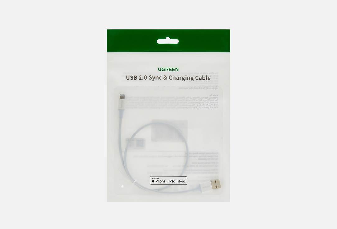 цена Кабель UGREEN USB A - Lightning MFI белый 1 шт