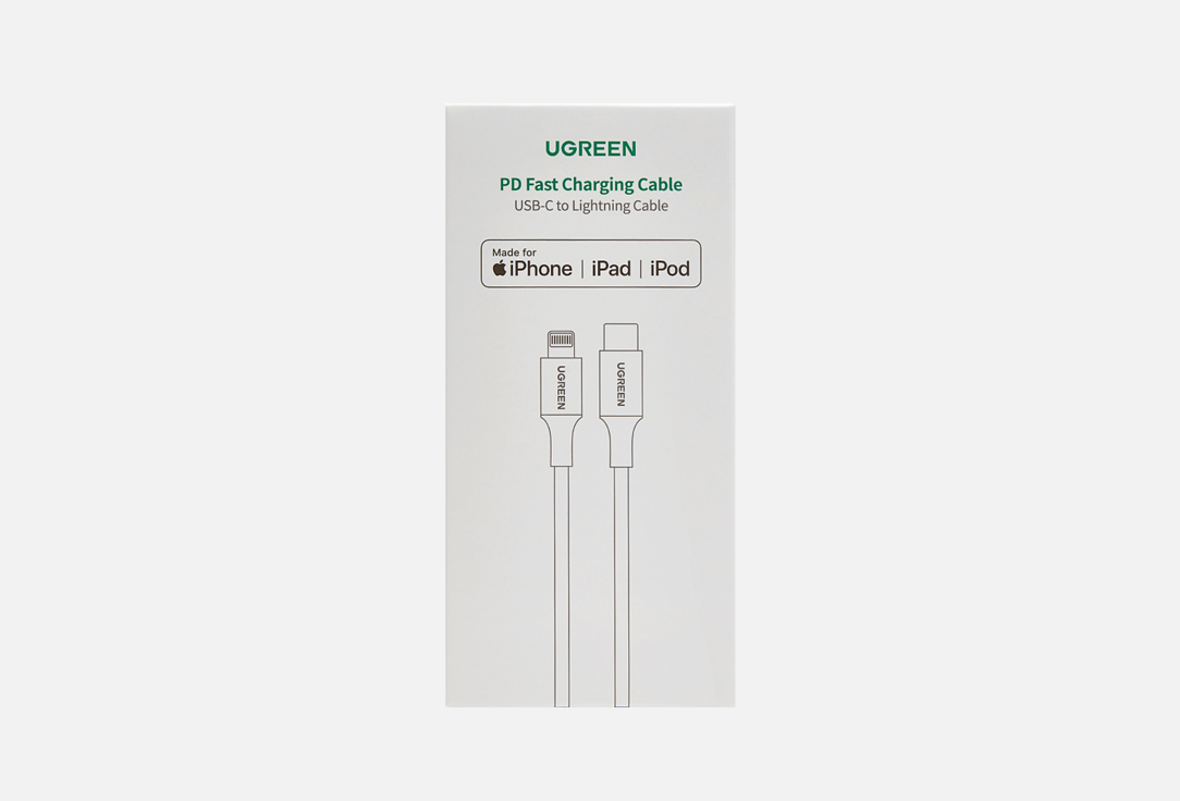 Кабель UGREEN USB C - Lightning черный 1 шт цена и фото