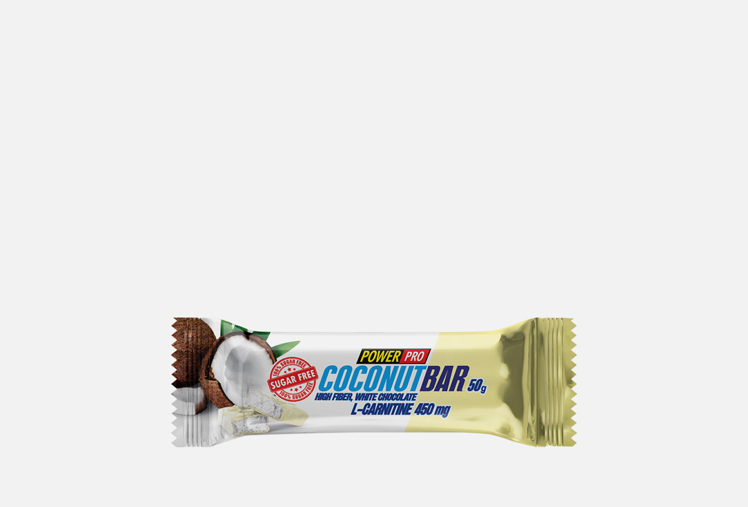 Батончик без сахара POWER PRO Coconutbar 50 г шоколад super fudgio кокос vegan без сахара 40 г