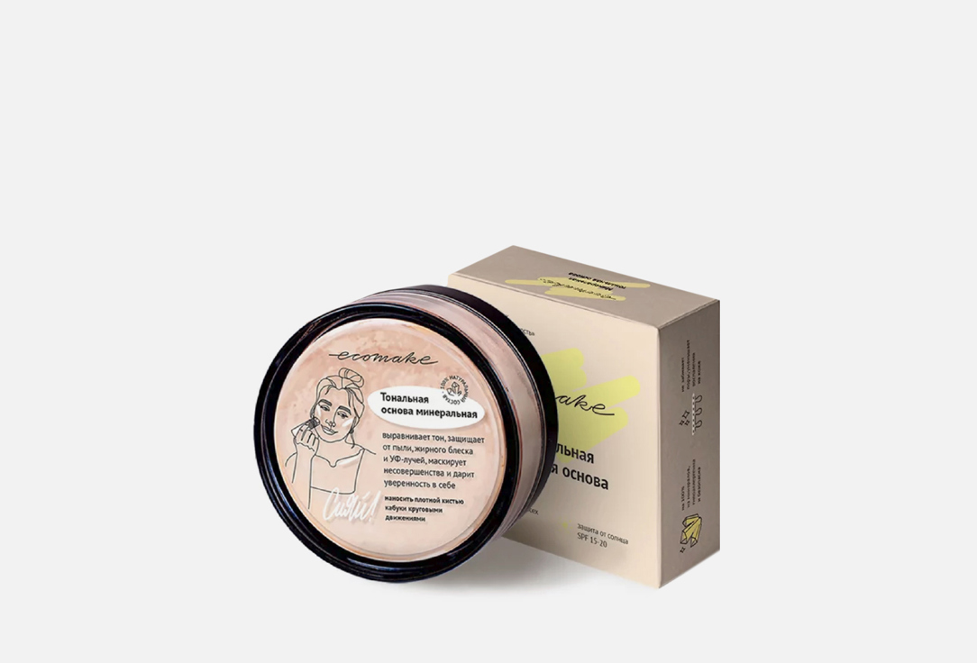 Минеральная тональная основа 5в1 Ecomake Mineral foundation темно-бежевый