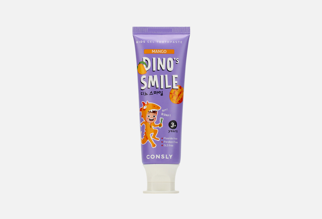 consly зубная паста гелевая детская c ксилитом и вкусом манго dino s smile 60г Детская зубная паста CONSLY DINO's SMILE Kids Gel Toothpaste 60 г