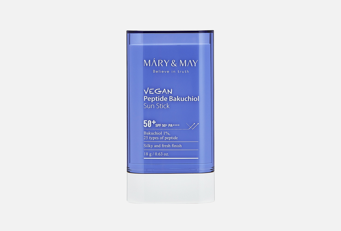 Солнцезащитный стик SPF50+ MARY&MAY Vegan Peptide Bakuchiol Sun Stick 18 г солнцезащитный крем для лица mary