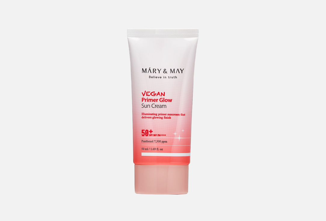 Солнцезащитный крем-праймер SPF50+ MARY&MAY Vegan Primer Glow Sun Cream 50 мл солнцезащитный крем для лица mary