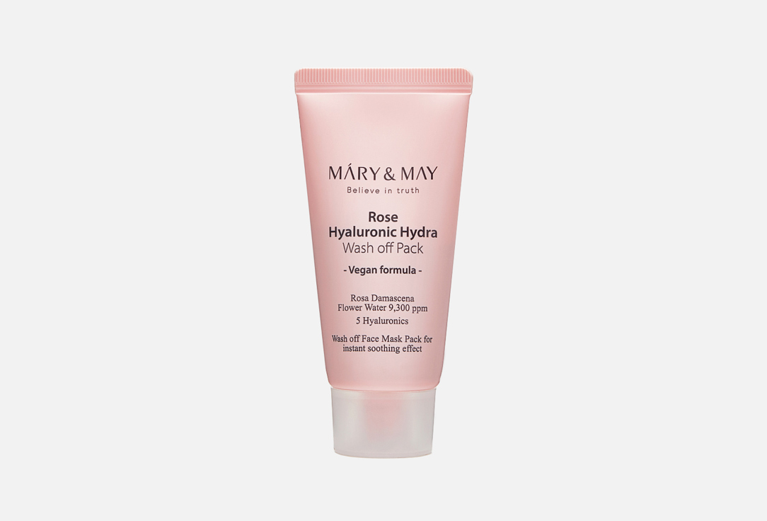 Глиняная маска для лица MARY&MAY Rose Hyaluronic Hydra Glow Wash Off Pack 30 г