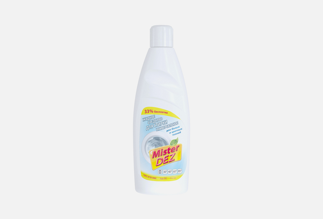 Жидкое средство для стирки универсальное MISTER DEZ Eco-Cleaning для белых и цветных тканей 1 л стиральный порошок mister dez универсальный 300 г
