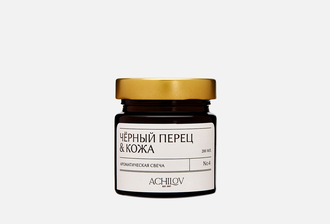 Изображение товара Ароматическая свеча Achilov черный перец и кожа 200 мл с длительным временем горения