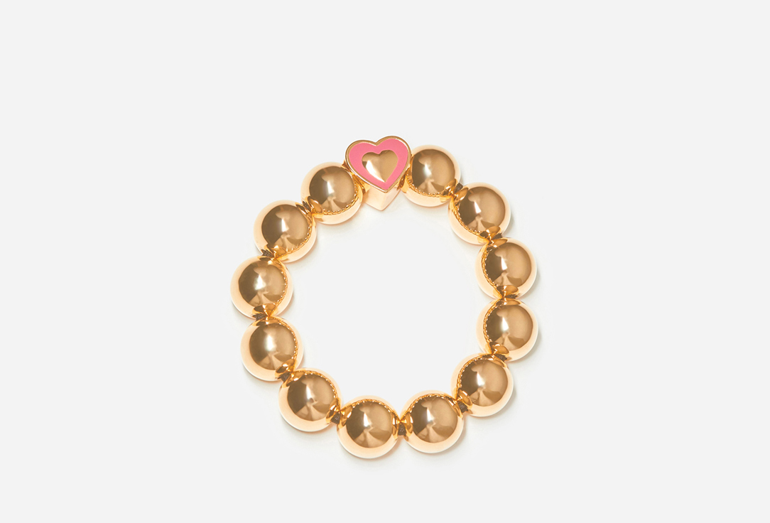Изображение товара Золотистый браслет с крупными шариками и сердечком из латунь для женщин