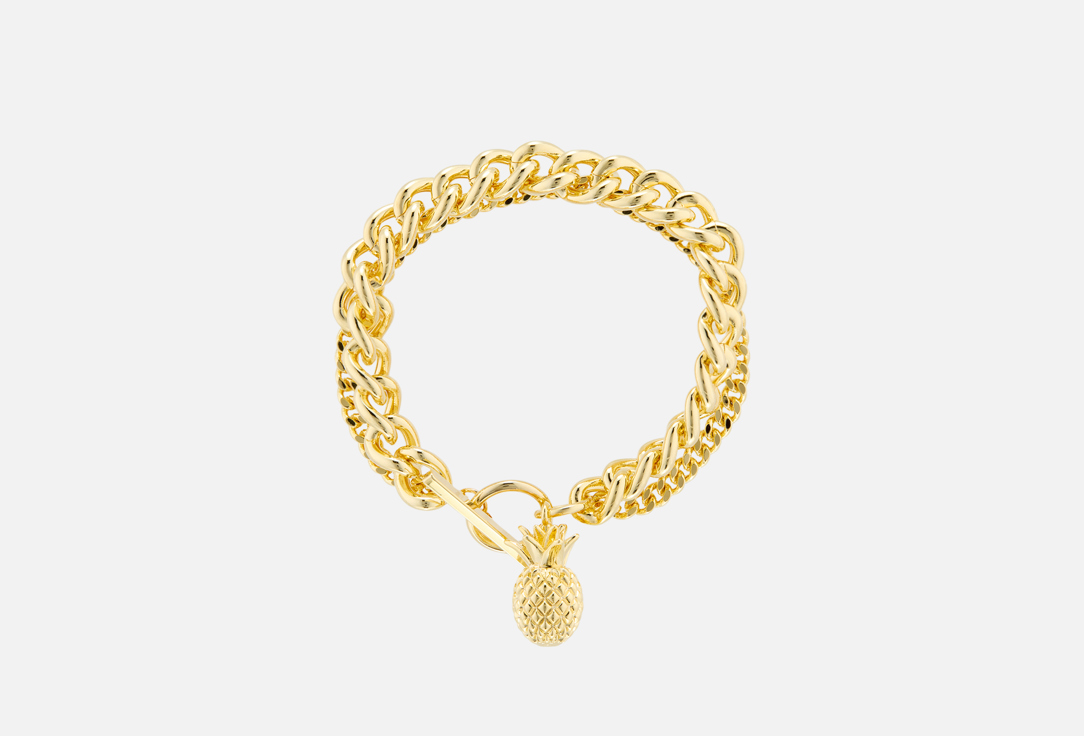 Браслет FREE FORM JEWELRY С двойной цепочкой и ананасом золотистый 1 шт