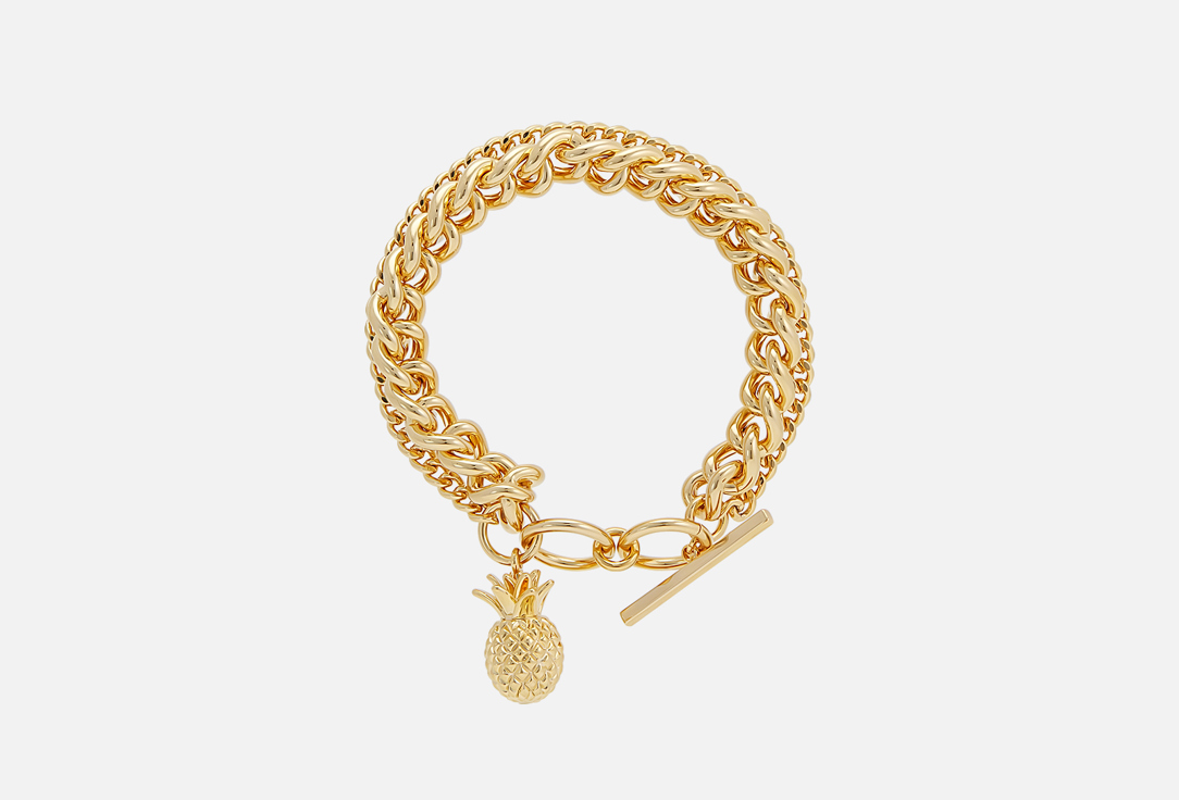 Изображение товара Золотистый браслет с двойной цепочкой и ананасом из латуни для женщин