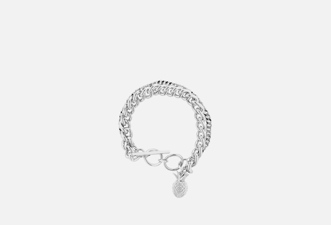 Браслет FREE FORM JEWELRY С двойной цепочкой и ананасом серебристый 1 шт