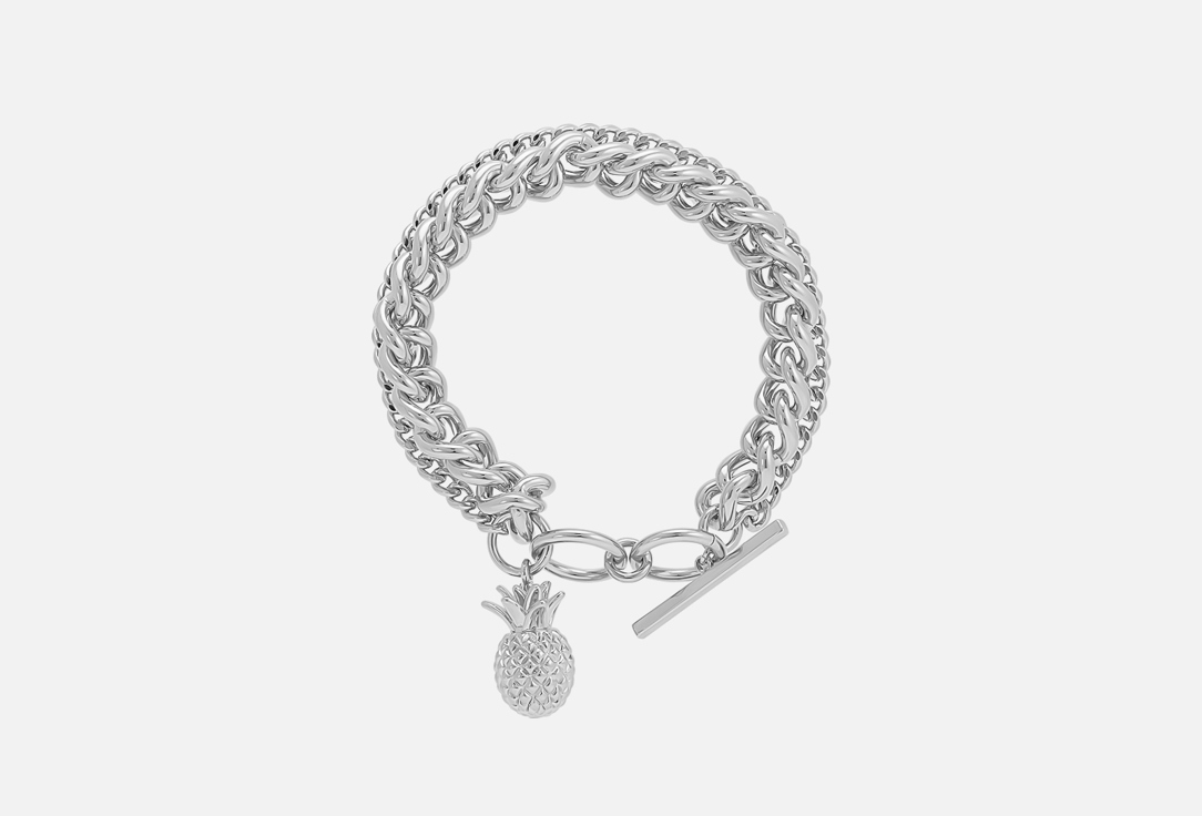 Изображение товара Браслет Free Form Jewelry серебристый с двойной цепочкой и ананасом