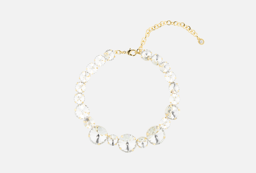 Колье FREE FORM JEWELRY Золотистое с крупными стразами 1 шт