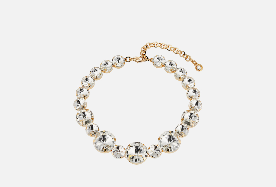 Изображение товара Золотистое колье с крупными стразами из латунь и стекла для женщин