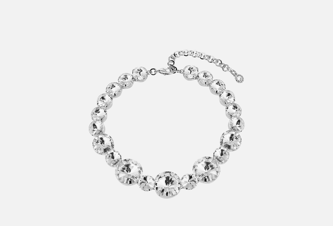 Изображение товара Серебристое колье с крупными стразами из латунь и стекла для женщин