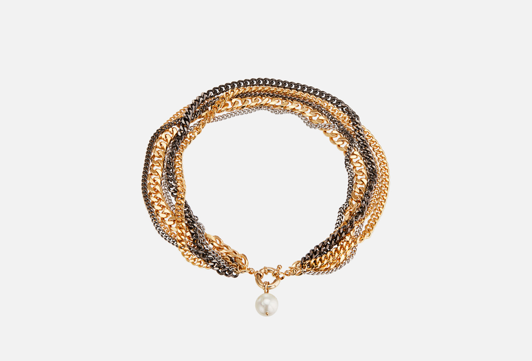 Изображение товара Многослойное колье Free Form Jewelry с искусственным жемчугом и золотистым акцентом