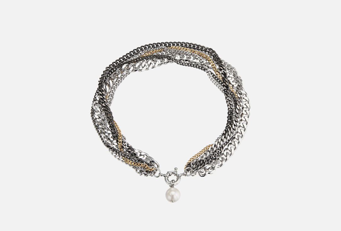 Изображение товара Колье Free Form Jewelry многослойное с серебристым акцентом