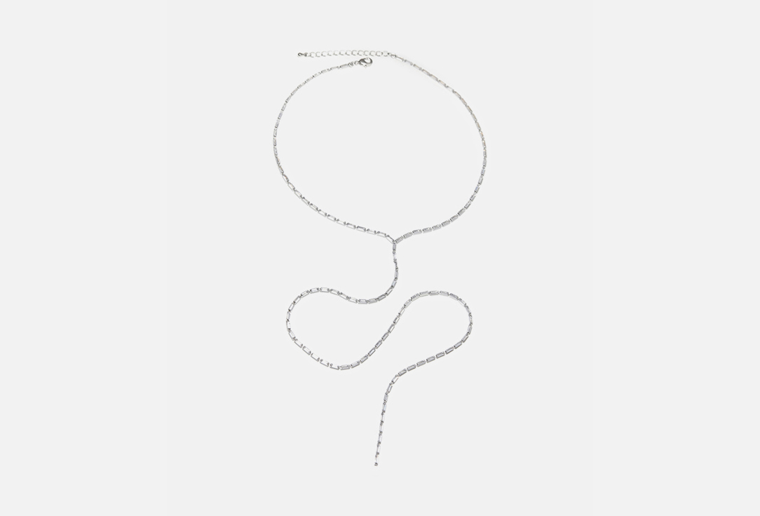 

Колье FREE FORM JEWELRY, Серебристое галстук прямоугольные стразы длинное 1 шт