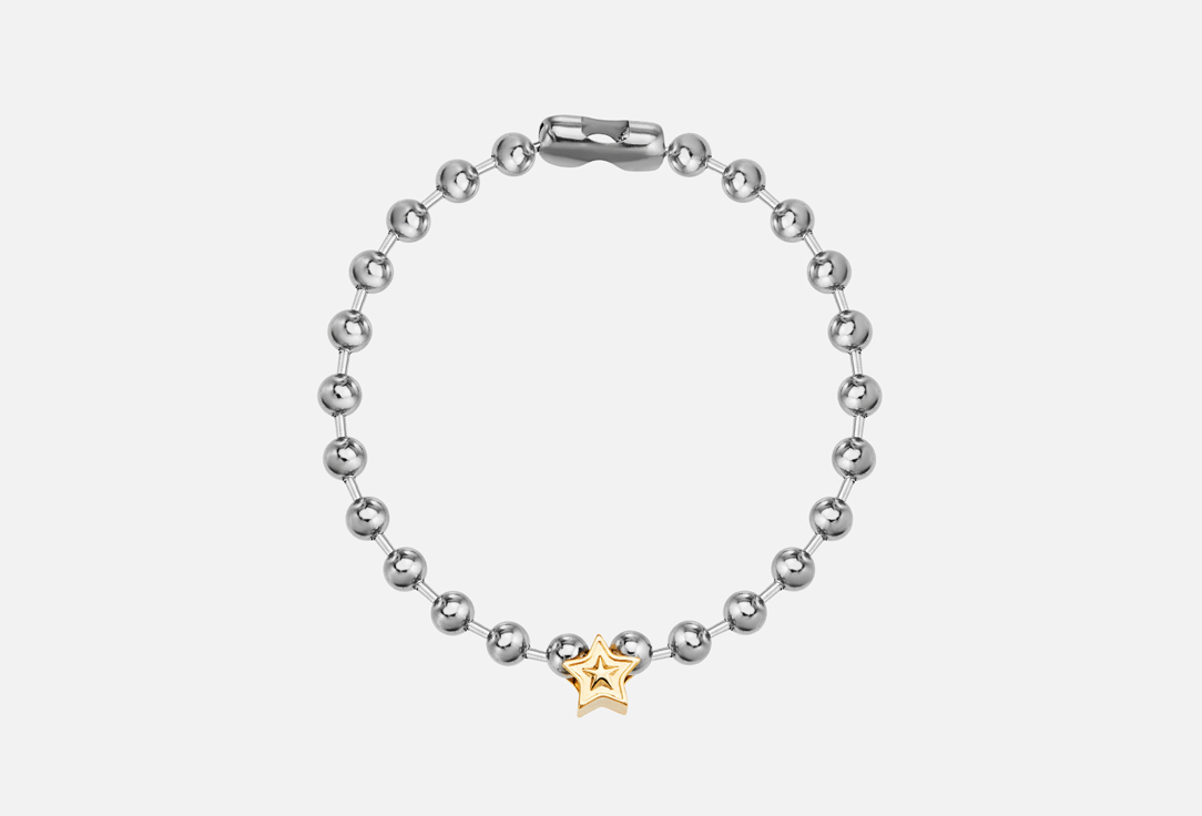 Изображение товара Колье Free Form Jewelry серебристое крупные шарики золотистая звезда