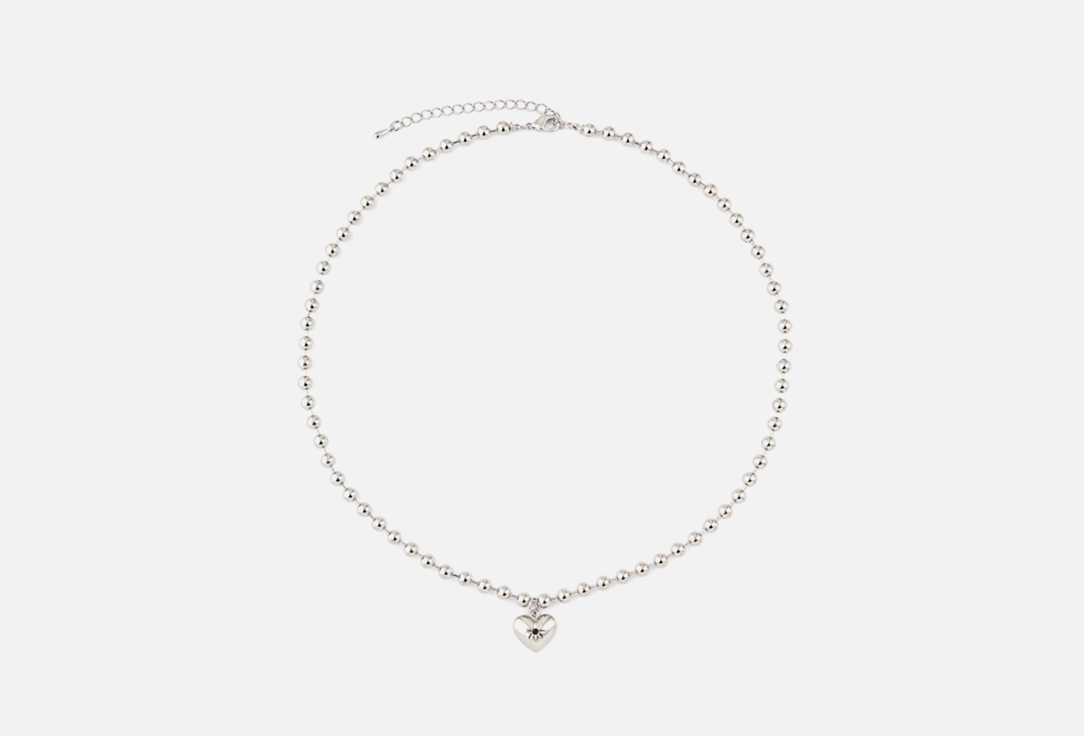 

Колье FREE FORM JEWELRY, Серебристое с шариками и сердцем-подвеской 1 шт