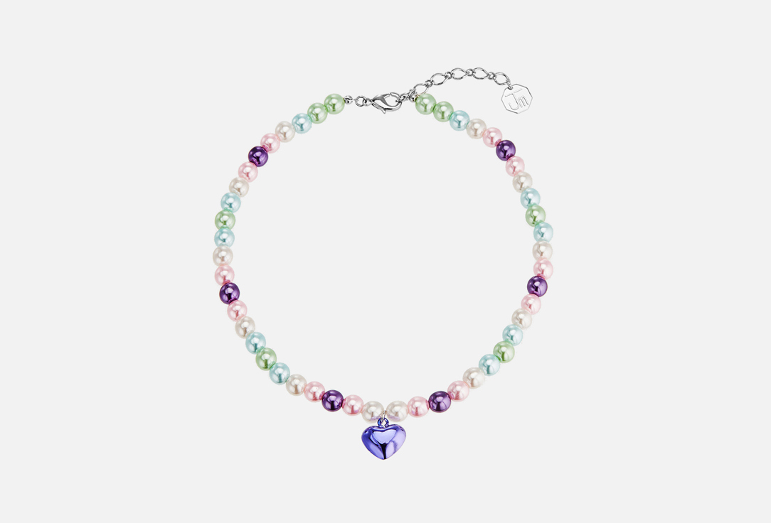 Изображение товара Колье Free Form Jewelry из разноцветного пластика с фиолетовым сердечком