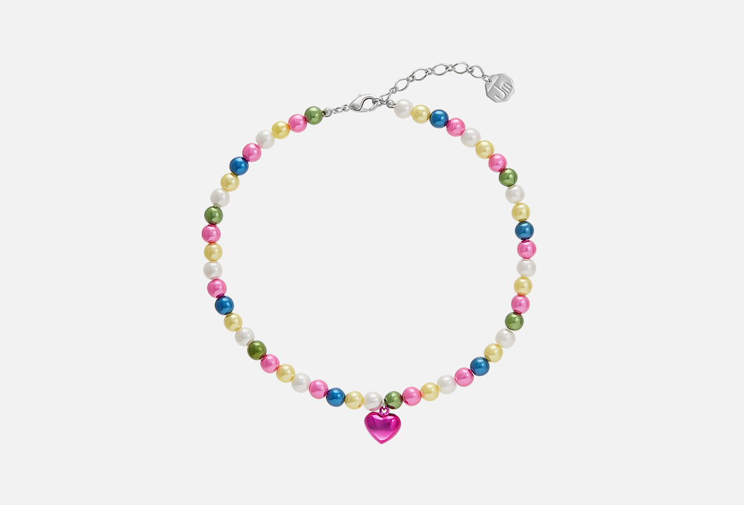 Изображение товара Колье Free Form Jewelry из разноцветного пластика с сердечком фукси