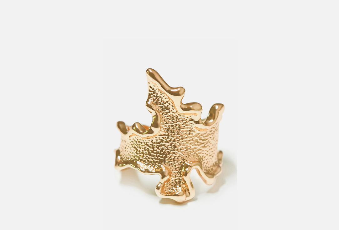 Изображение товара Золотистое ажурное кольцо из латунного сплава для женщин стильное ювелирное украшение