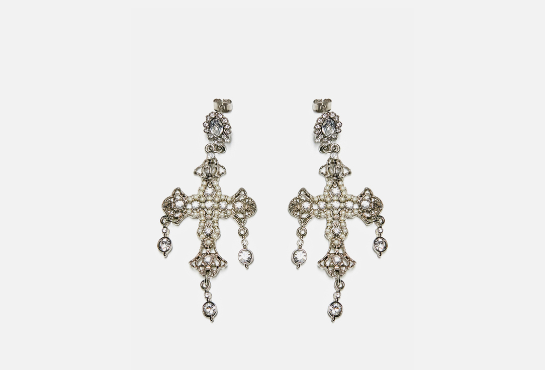 

Серьги FREE FORM JEWELRY, Серебристые кресты с мелким жемчугом 2 шт