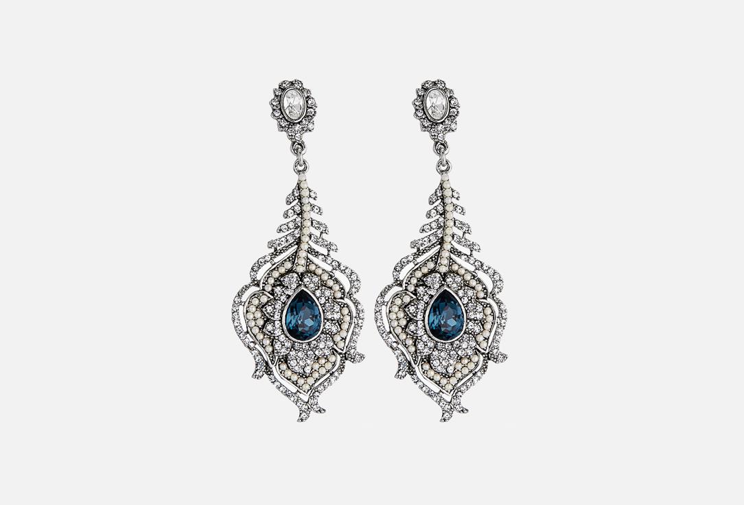 Изображение товара Серьги Free Form Jewelry серебристые перо павлина с мелким жемчугом