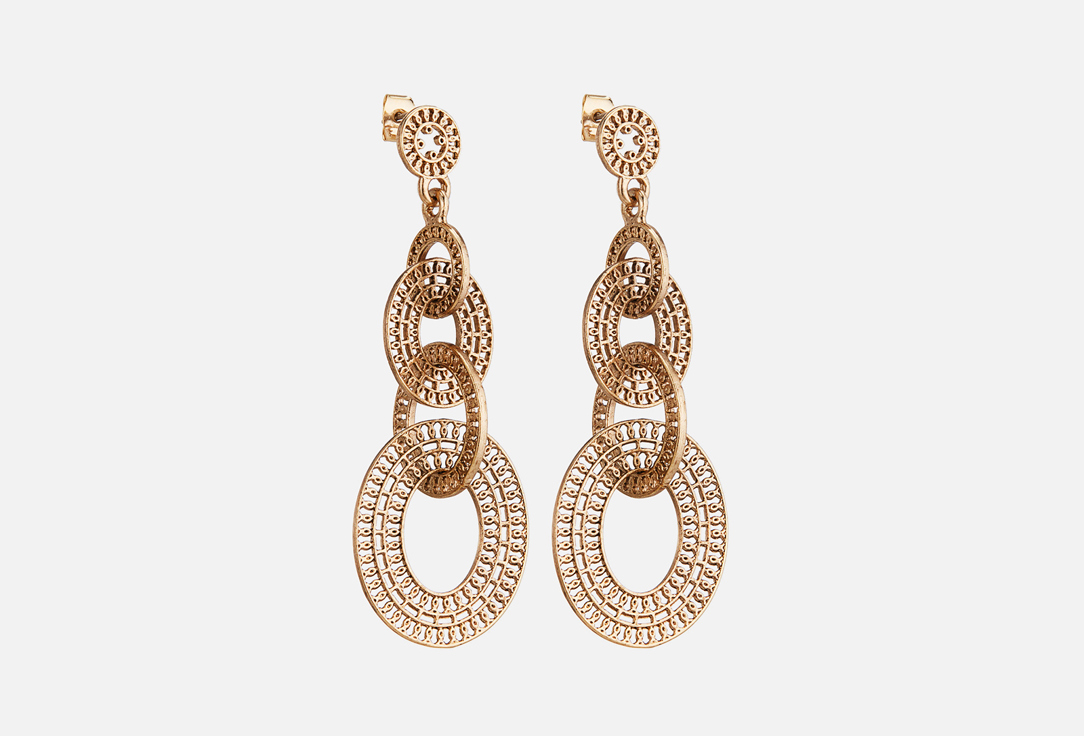 Изображение товара Серьги Free Form Jewelry золотистые четыре ажурных кольца