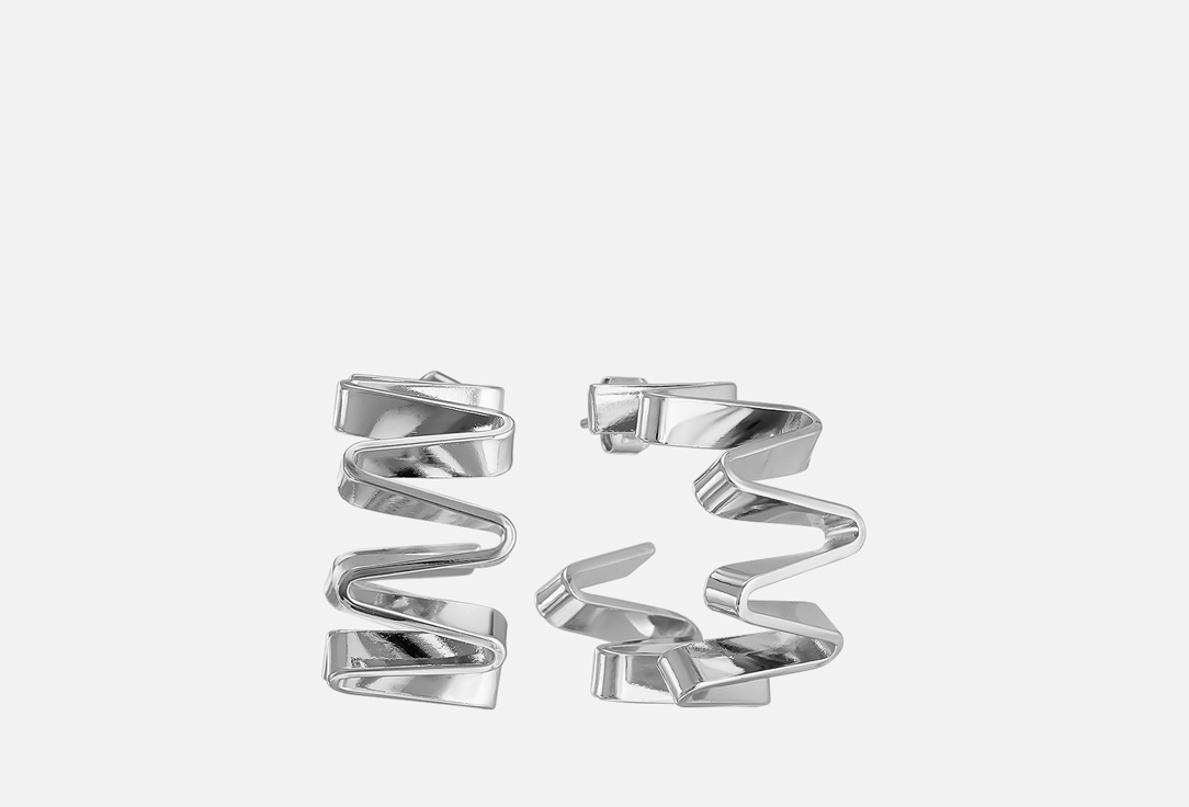 Изображение товара Серьги Free Form Jewelry серебристые крупные зигзаги