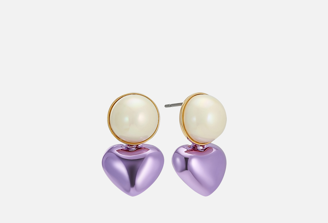 Изображение товара Серьги сердечки на шарике из ювелирного сплава с искусственным жемчугом для женщин