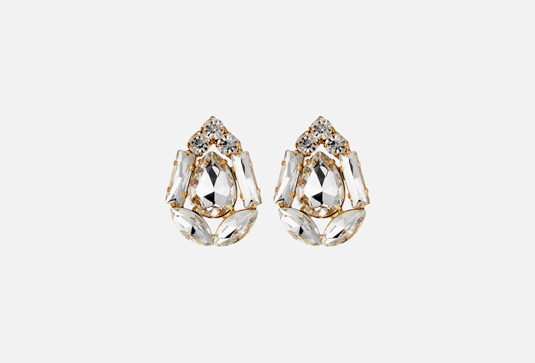 

Серьги FREE FORM JEWELRY, Золотистые большая капля из страз 2 шт