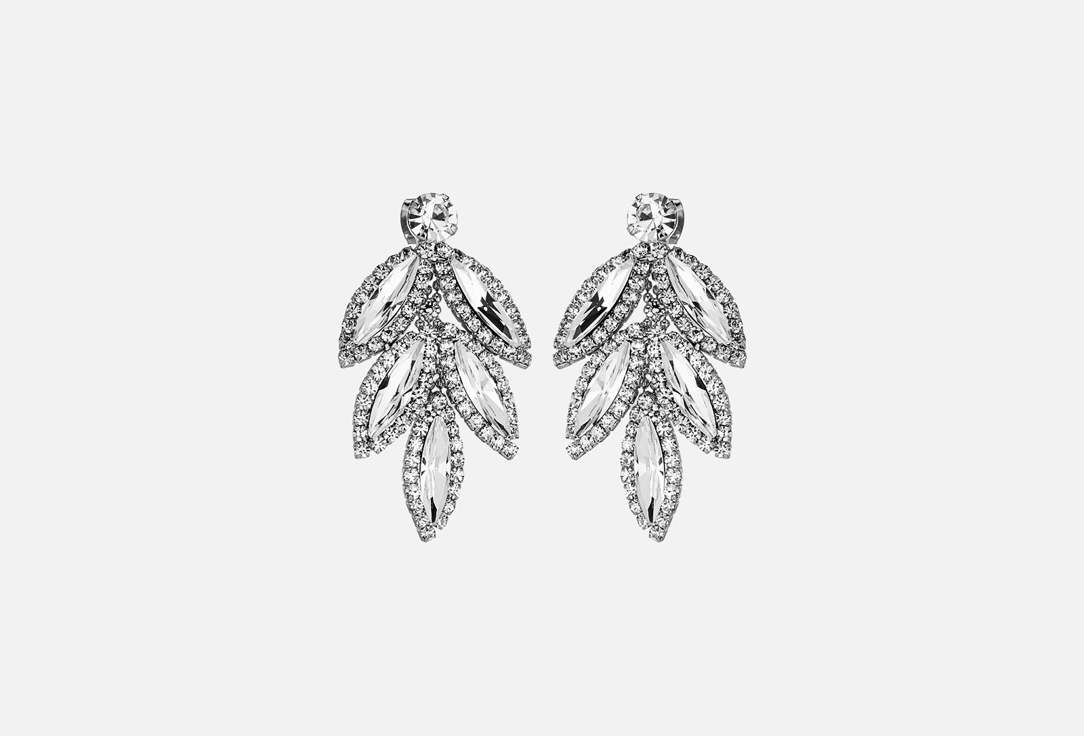 Изображение товара Серьги Free Form Jewelry серебристые пятилистник со стразами