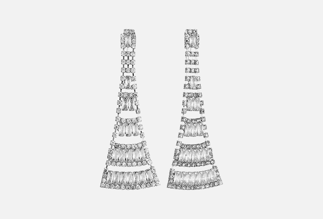 Изображение товара Серьги Free Form Jewelry серебристые со стразами треугольники вытянутые