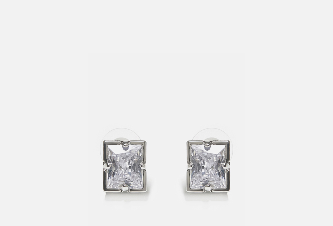 

пуссеты FREE FORM JEWELRY, Серебристые пуссеты с кристаллом 2 шт