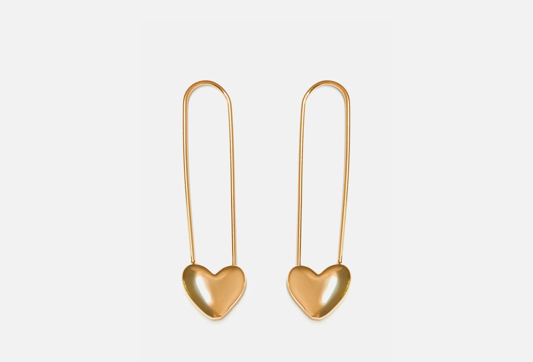 Изображение товара Серьги Free Form Jewelry золотистые сердечки булавкой