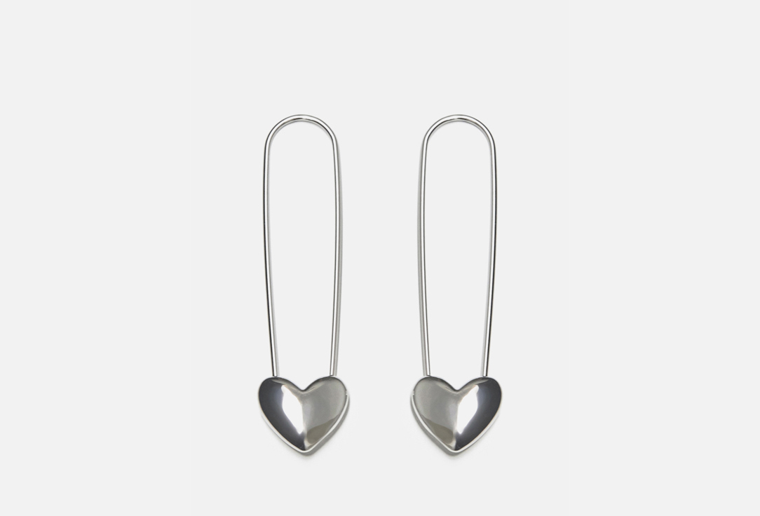 Изображение товара Серьги Free Form Jewelry серебристые сердечки булавкой