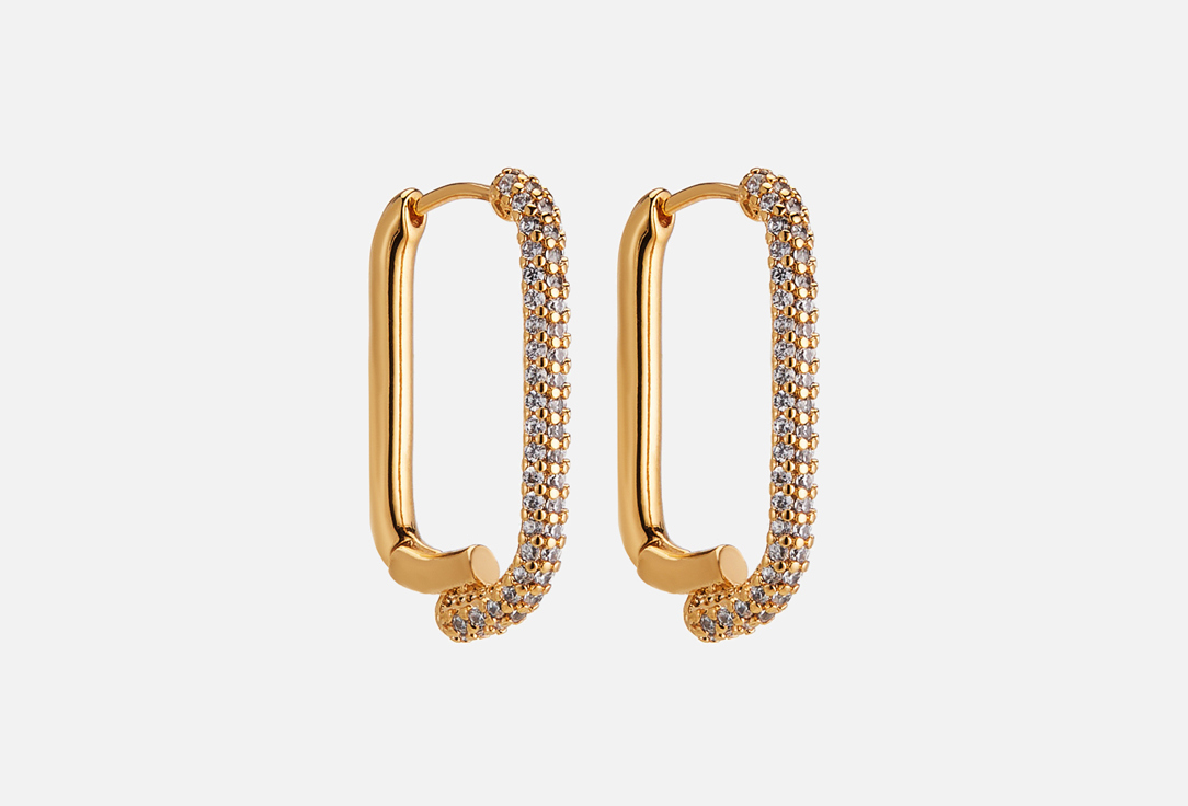

Хупы FREE FORM JEWELRY, Золотистые с паве из кристалов 2 шт