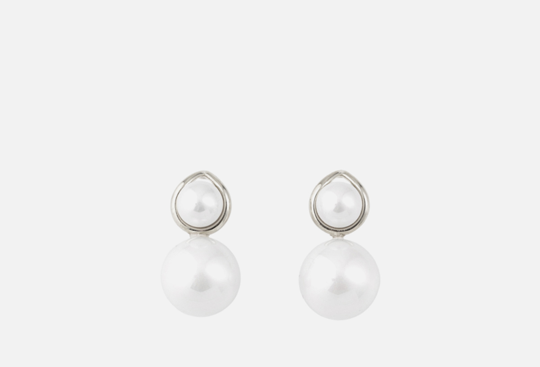 Изображение товара Серьги Free Form Jewelry Серебристые с двумя разноразмерными жемчужинами