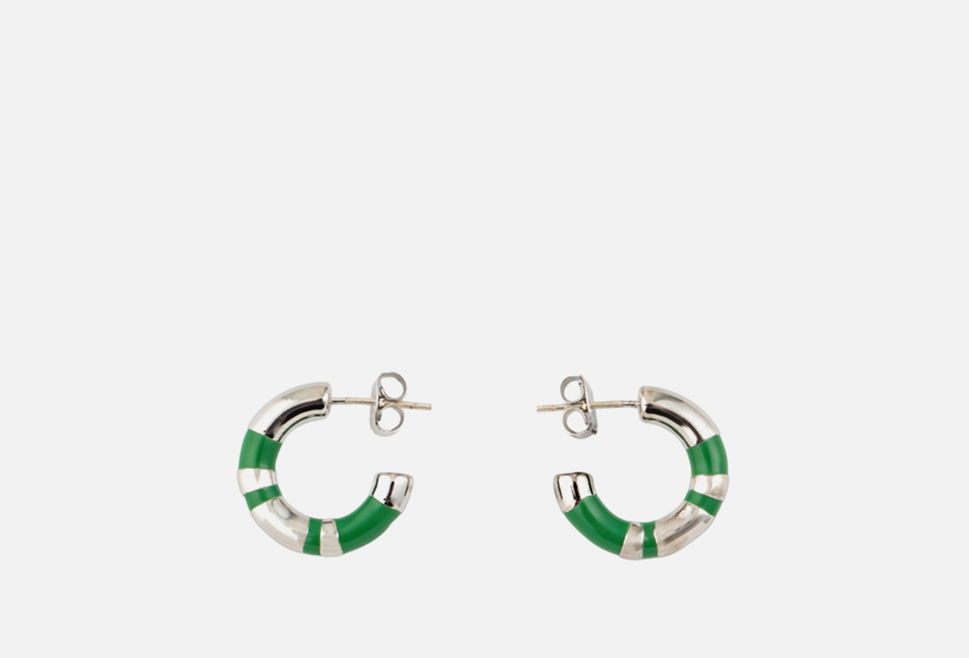 

Хупы FREE FORM JEWELRY, Серебристо-зелеые малые 2 шт