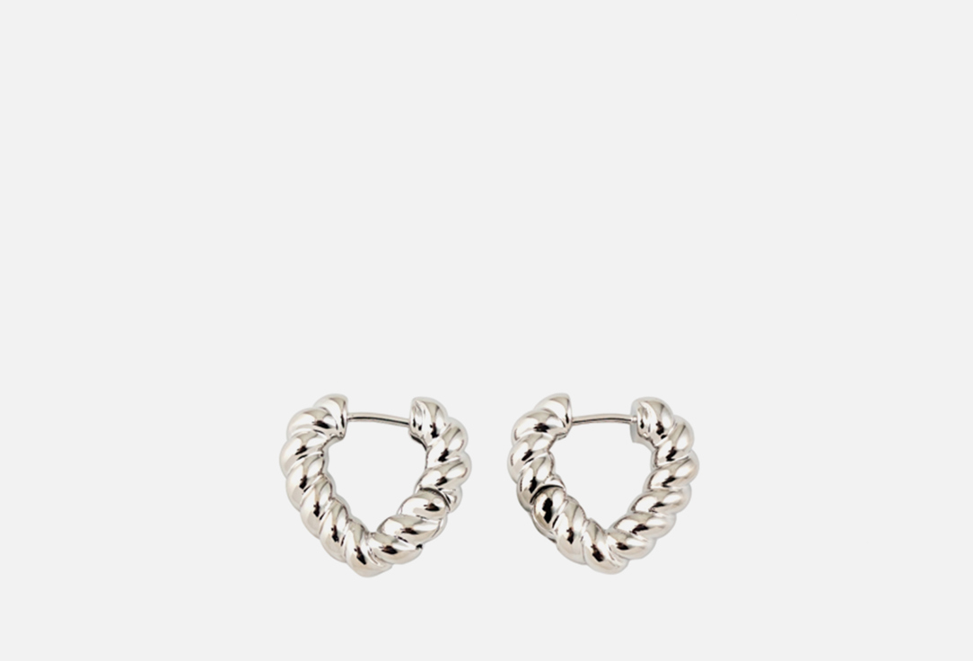 Изображение товара Серьги Free Form Jewelry Серебристые крученые серьги-сердца