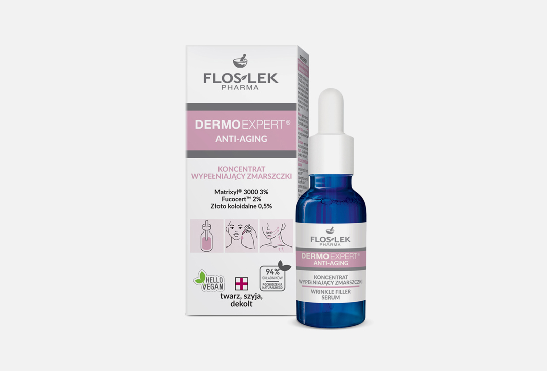Сыворотка для лица, шеи и декольте FLOSLEK DERMOEXPERT ANTI-AGING WRINKLE FILLER SERUM\ 30 мл сыворотка для век floslek pharma lid