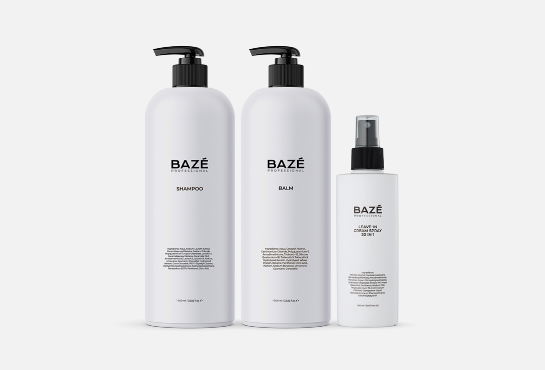 Набор для ухода за волосами Baze Professional shampoo, balm, spray 