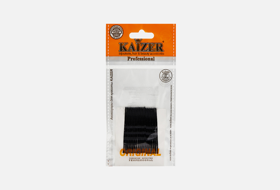 Изображение товара Металлические невидимки для волос KAIZER black 50 mm