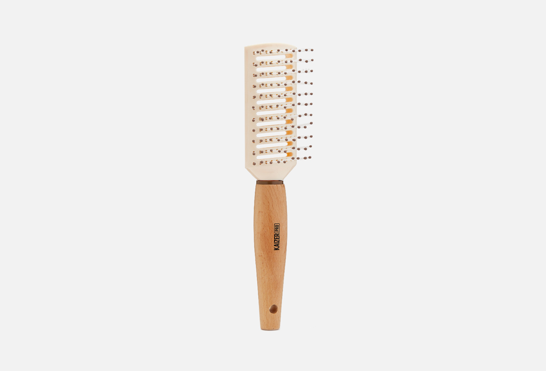 продувная расческа для волос KAIZER PROFESSIONAL Cream wooden handle 1 шт цена и фото