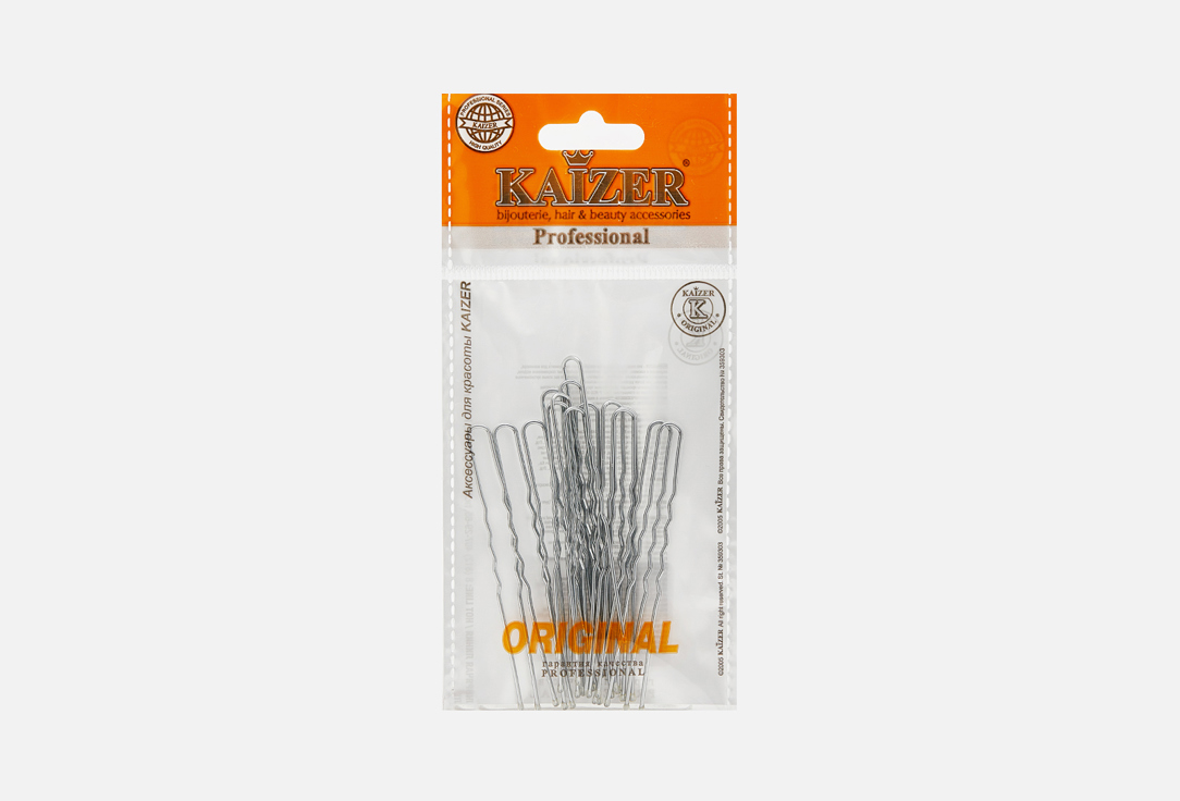 Металическая шпилька для волос KAIZER Silver 70 mm 15 шт лопатка kaizer 408009 серебро