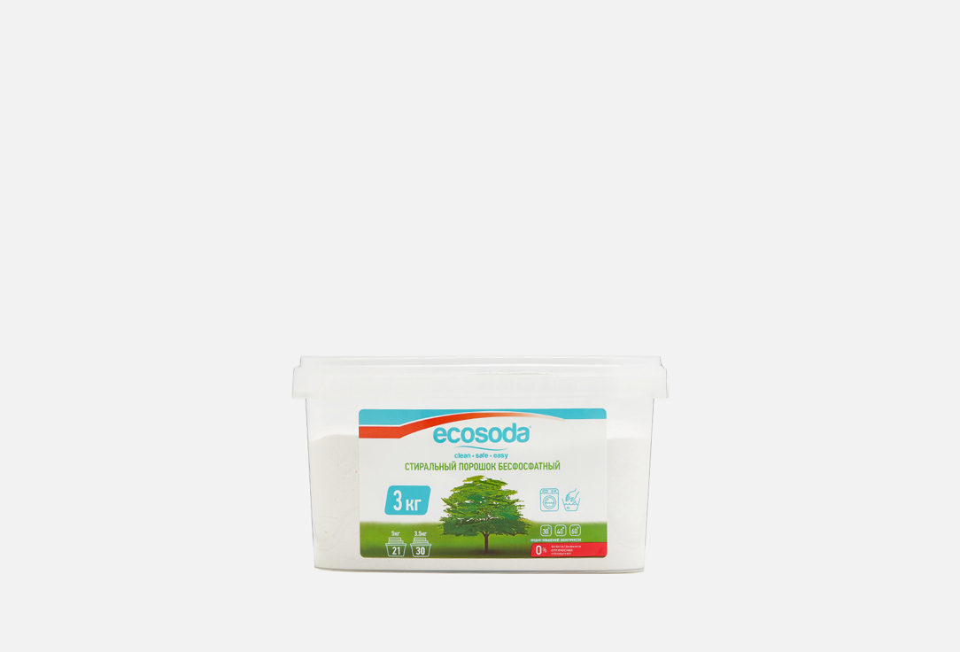Стиральный порошок ECOSODA COLOR 3000 г средства для стирки яrok cтиральный порошок для белого и светлого белья экологичный бесфосфатный